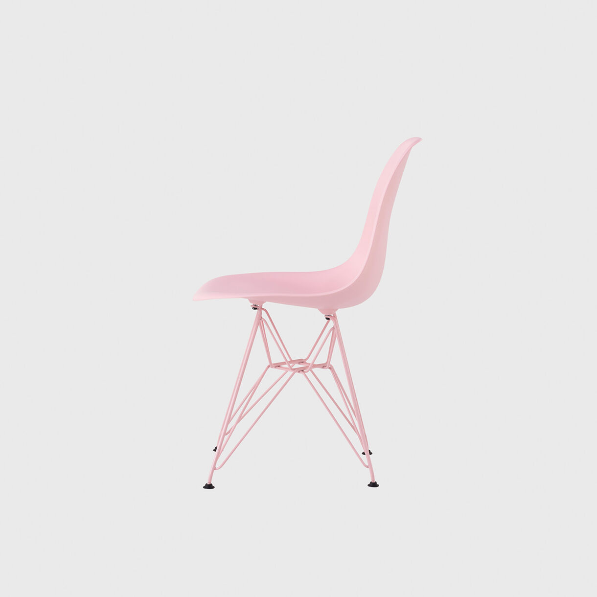HM x Hay Eames Moulded Plastic Side Chair, Wire Base, Powder Pink