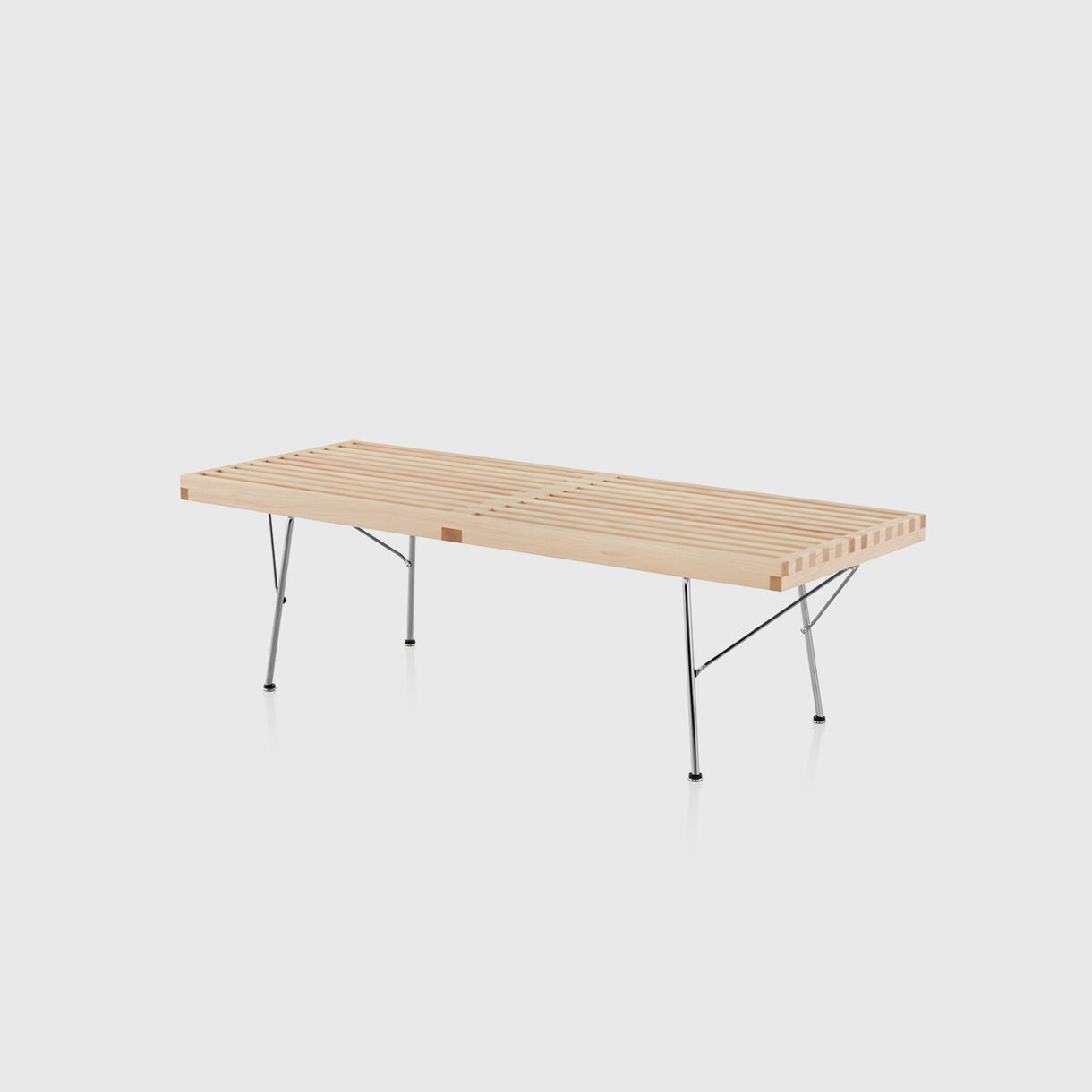 Nelson Platform Bench, Metal Base, 48", Natural Maple & Chrome