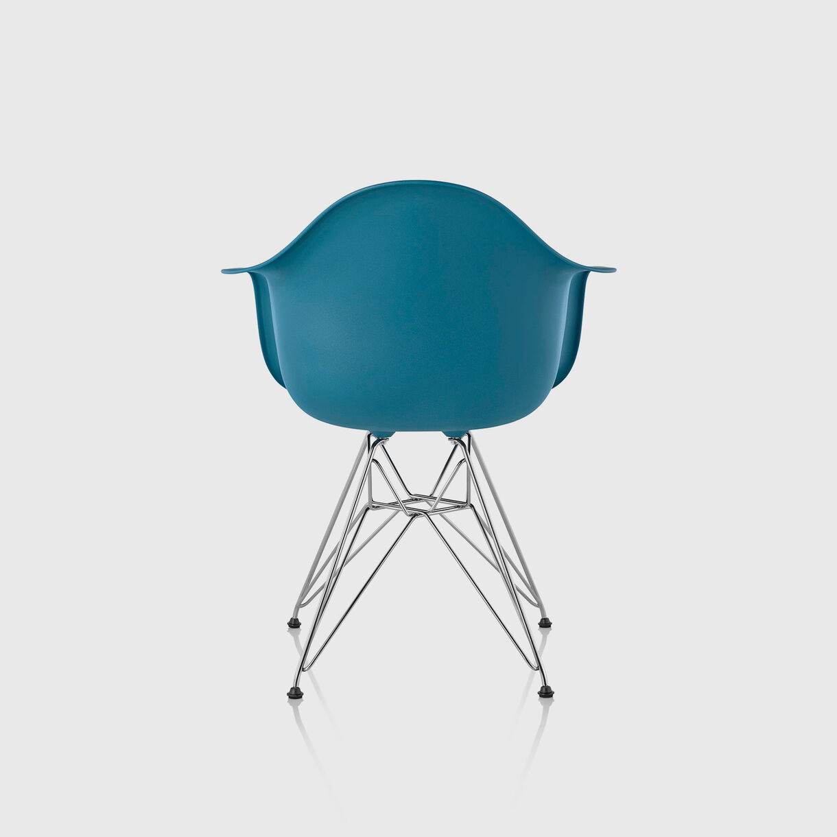 Eames Moulded Plastic Armchair, Peacock Blue & Chrome, Back