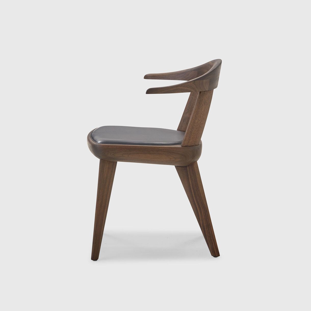 Brutus Armchair, Walnut, Black Oiled & Black Leather