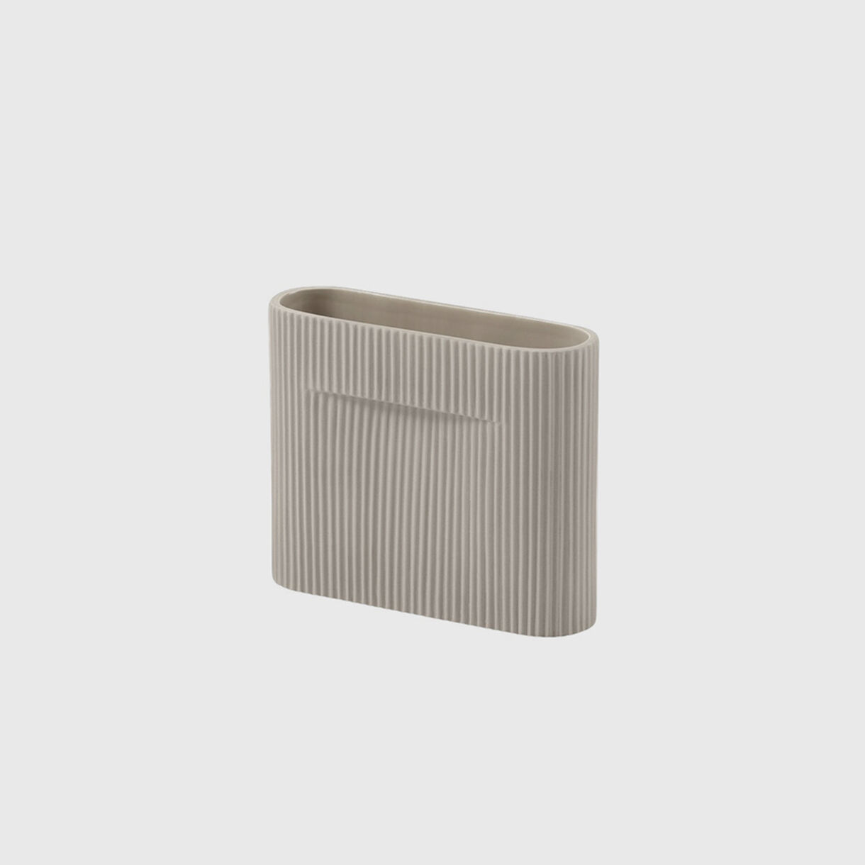 Ridge Vase, Low, Beige