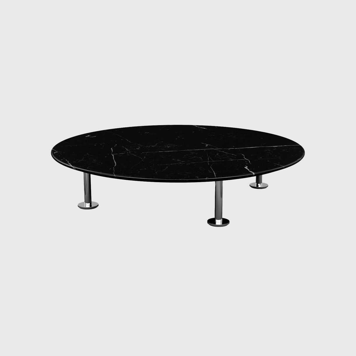 Grasshopper Coffee Table, Satin Nero Marquina, Polished Chrome