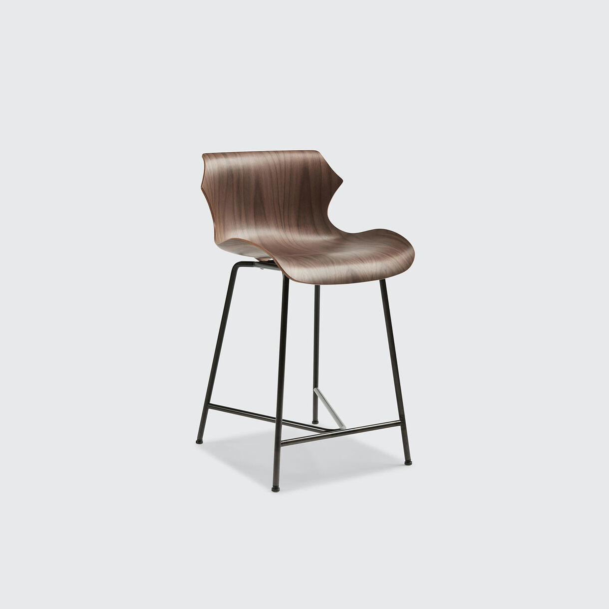 Petal Metal Base Counter Stool, Walnut