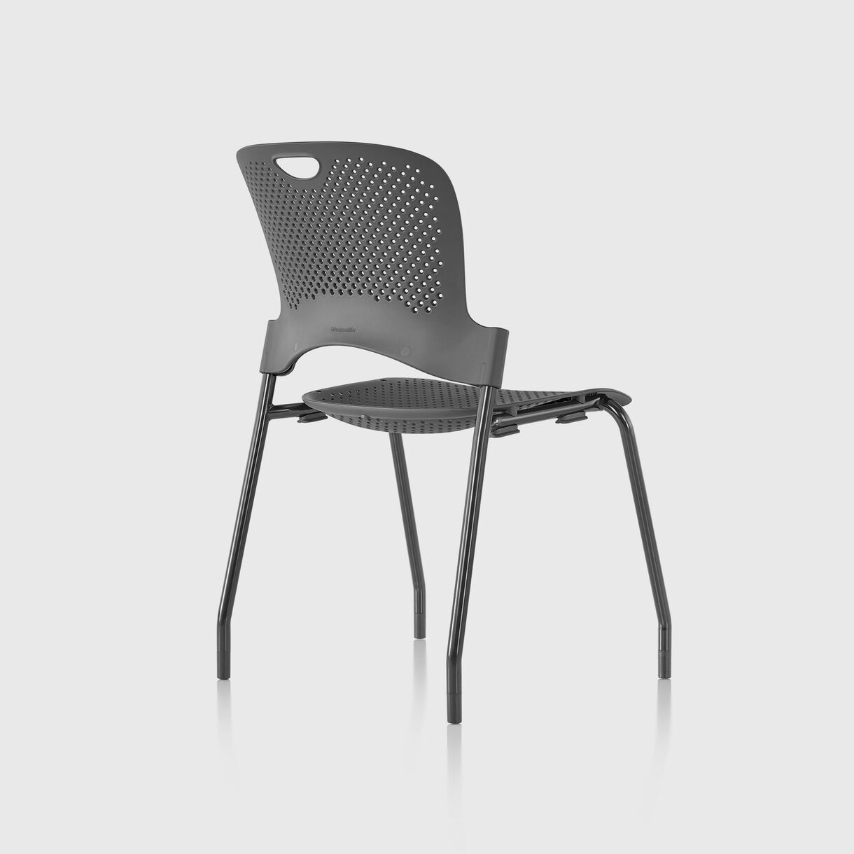 Caper Stacking Chair, Moulded Seat - Graphite & Black with Glides