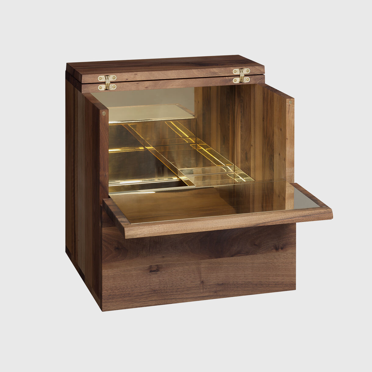 Araq Bar Carbinet, Walnut, Open