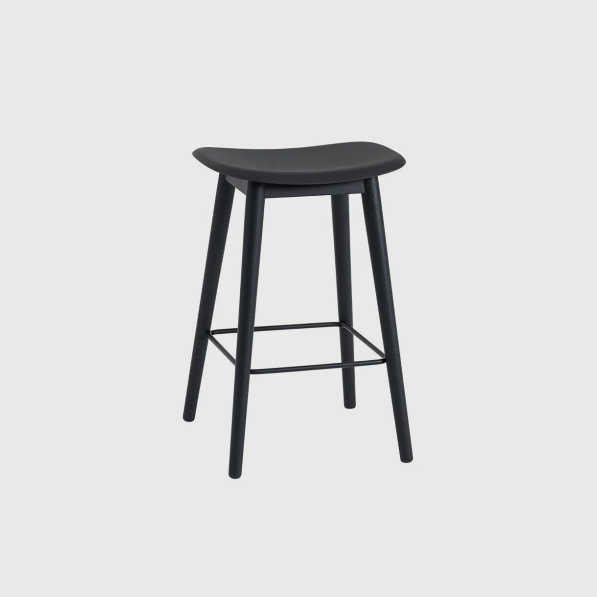 Fiber Counter Stool Wood Base, Black