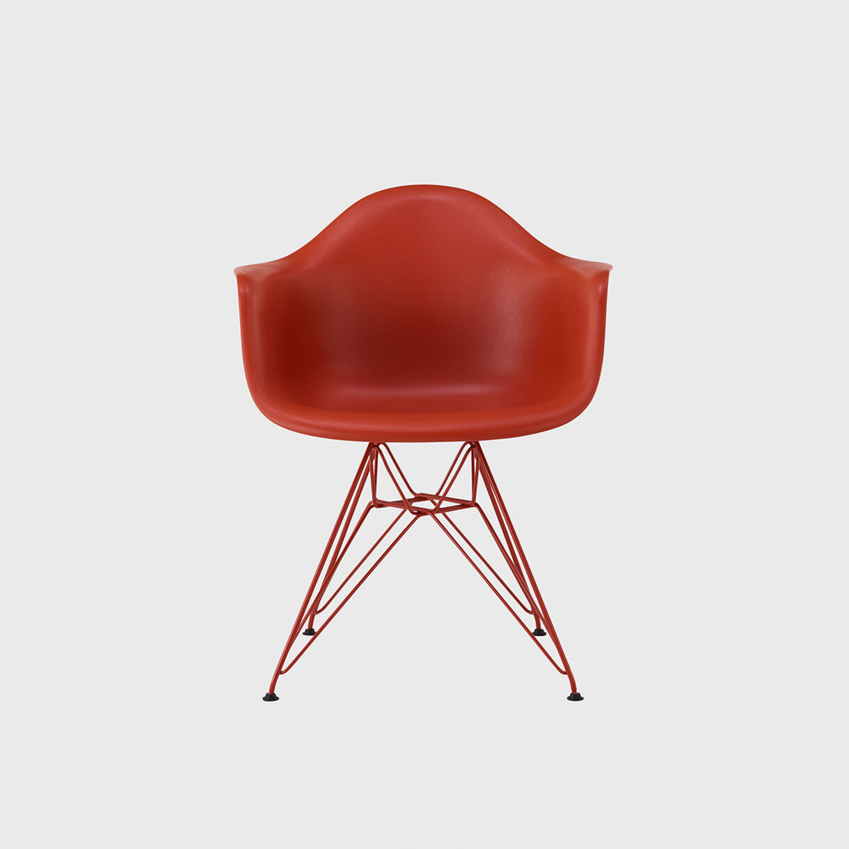 Eames Moulded Plastic Armchair, Wire Base, Iron Red