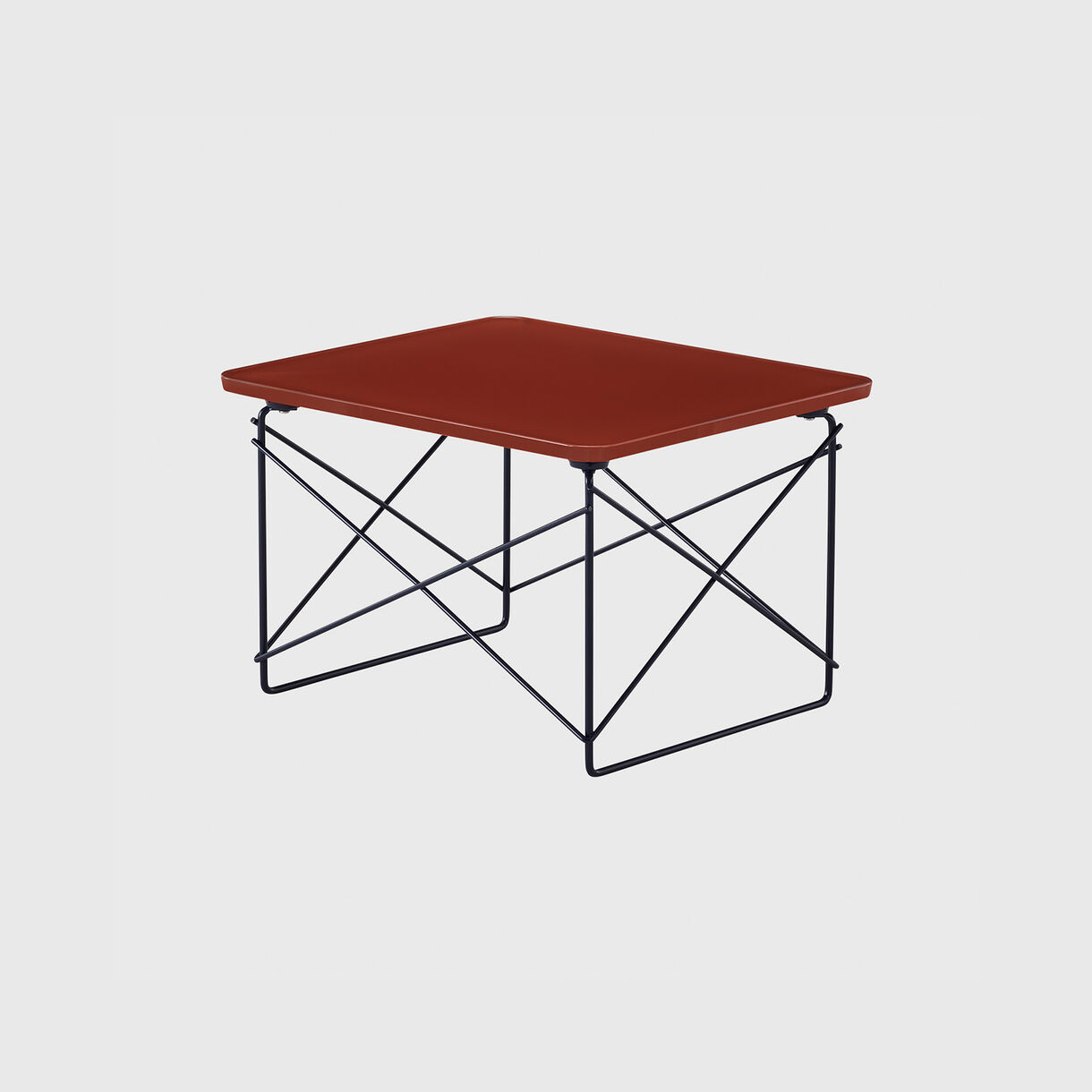 Eames Wire Base Low Table, Iron Red & Black Blue