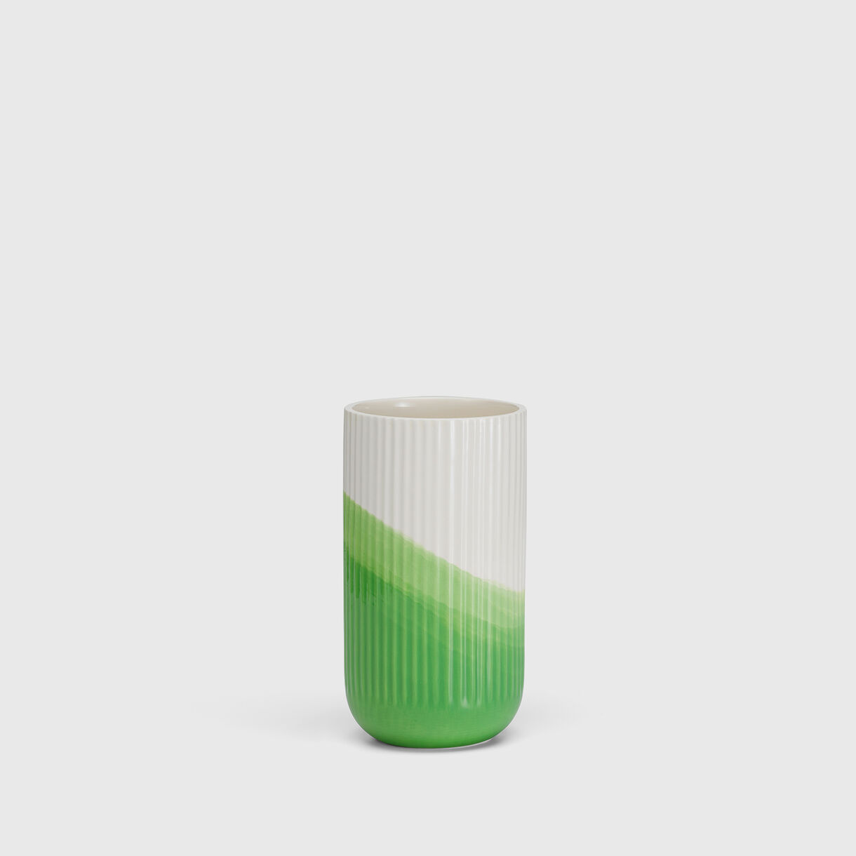Herringbone Vase Ribbed, Green