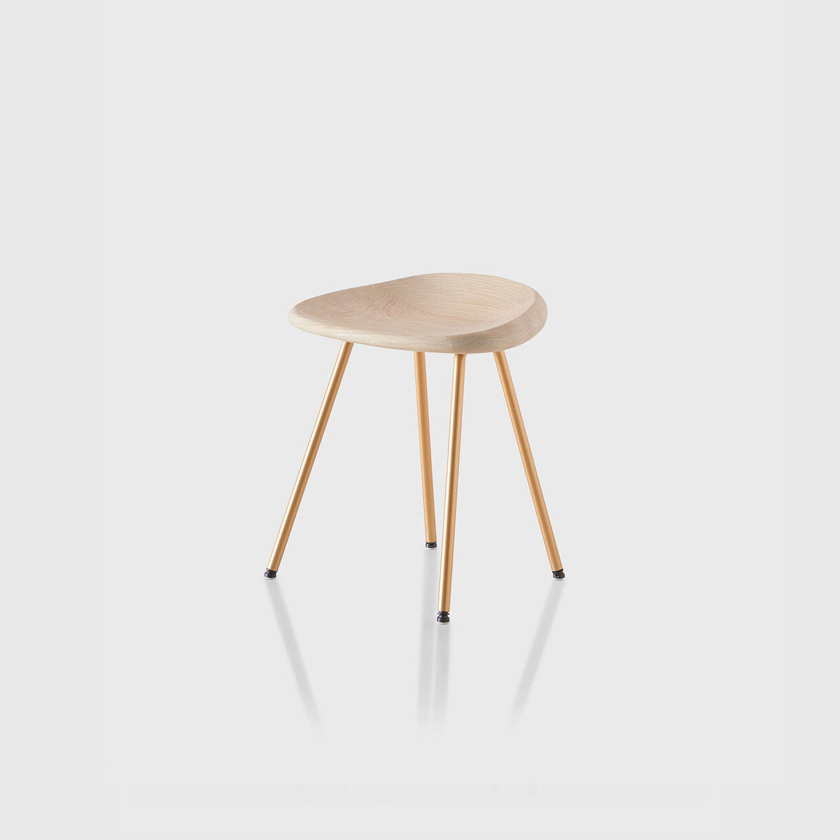 Pebble Stool, White Oak & Brass Base