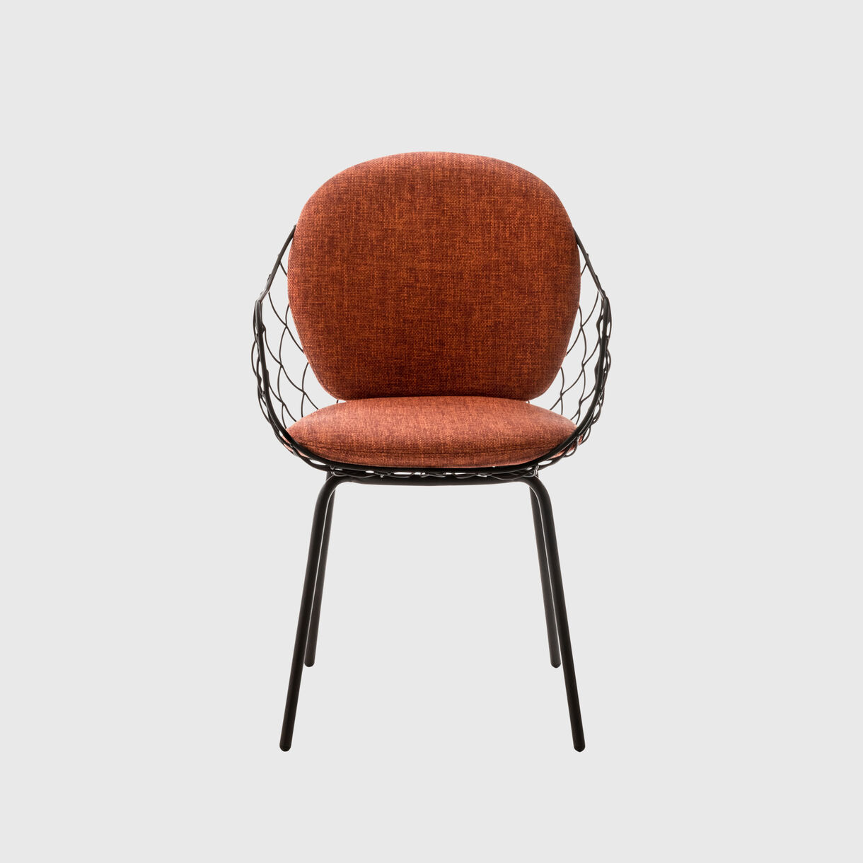 Pina Armchair, Tube Base, Brown, Polyhedra 1106 Orange