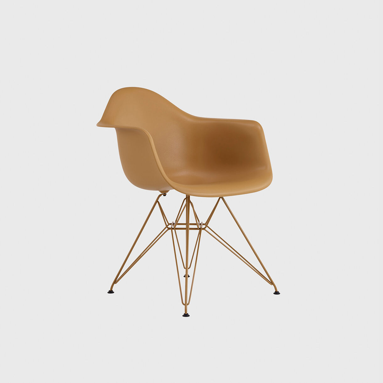 Eames Moulded Plastic Armchair, Wire Base, Toffee