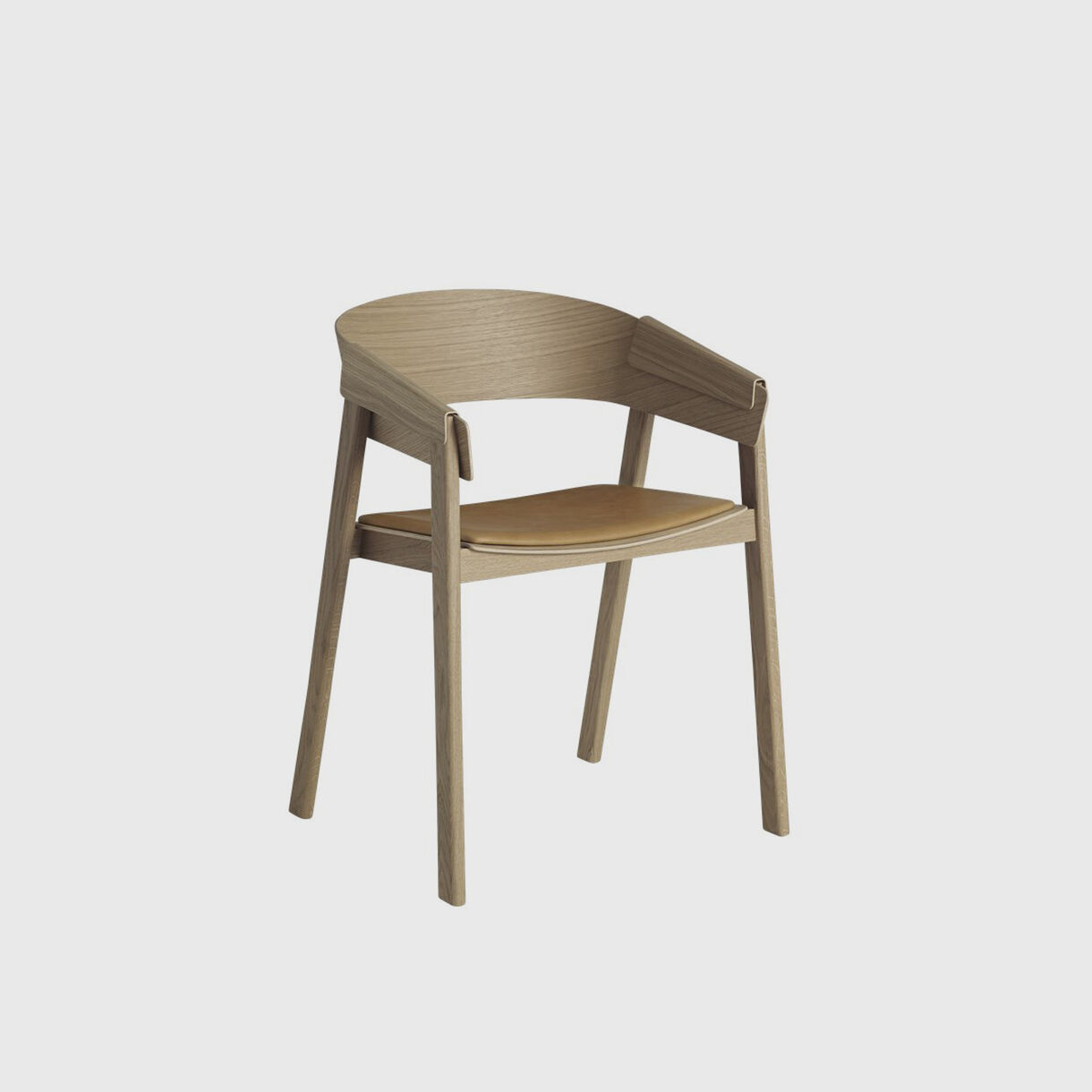 Cover Chair Upholstered, Oak & Cognac Leather