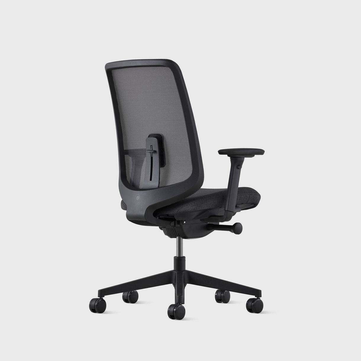 Verus Suspension Back Task Chair - Black Frame, Shale Interweave & Cinder Upholstery - Fully Adjustable Arms