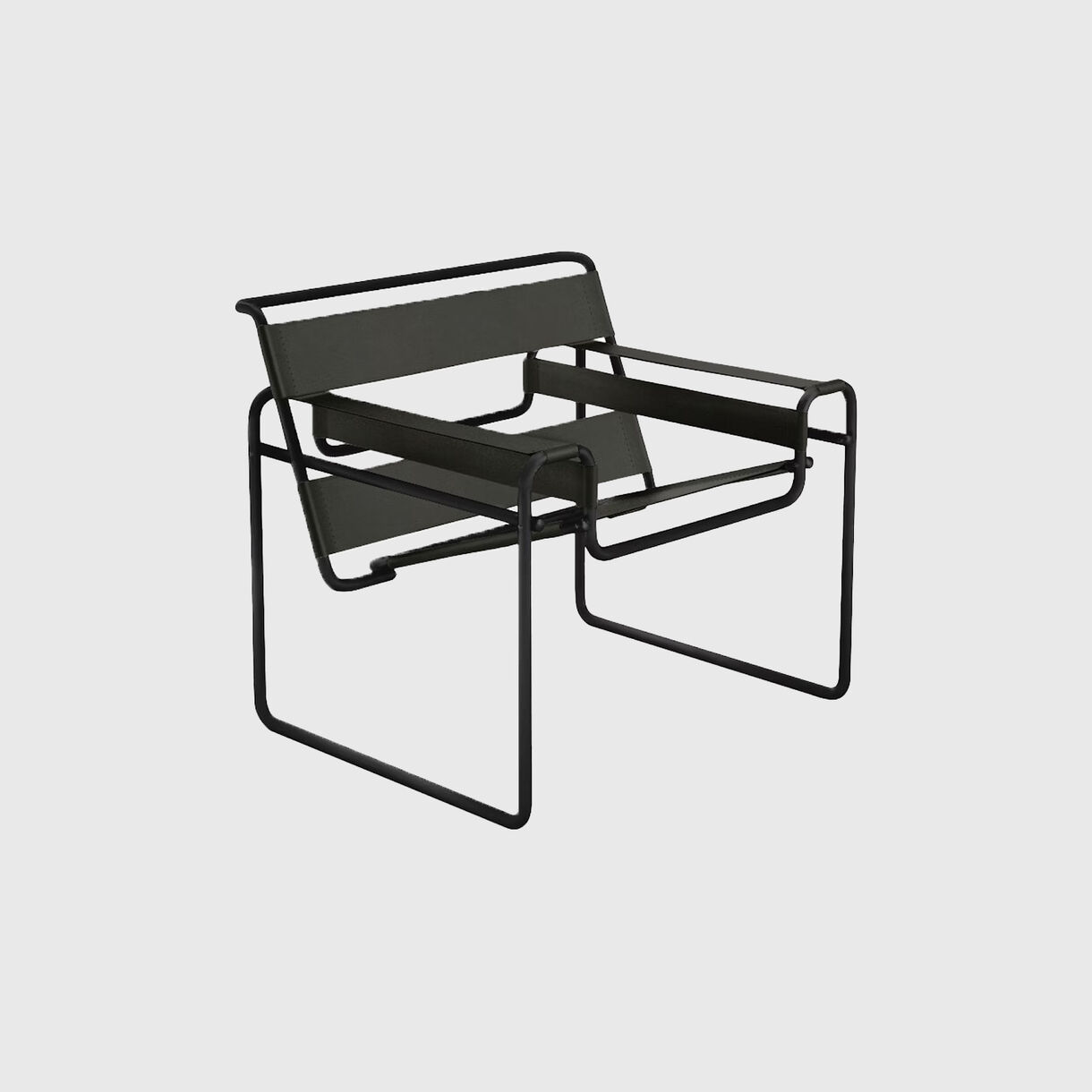 Wassily Chair, Deep Green Leather, Matte Black