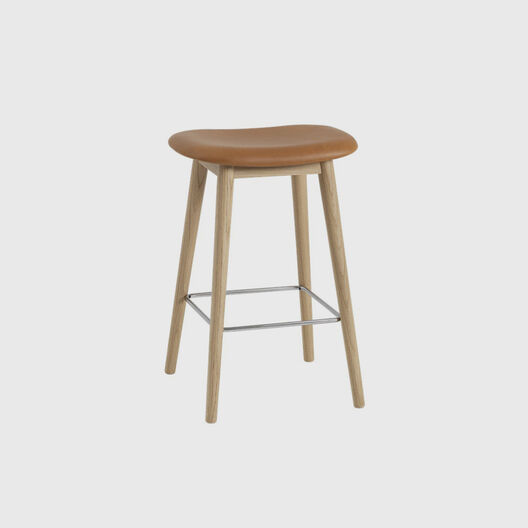 Fiber Stool, Wood Base, Upholstered