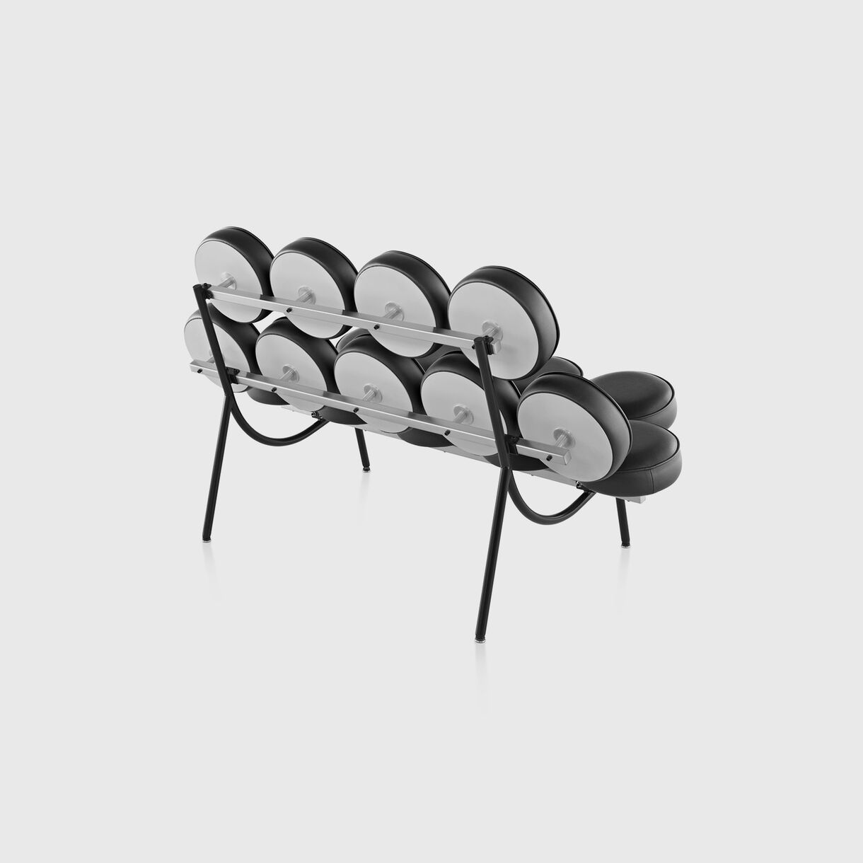 Nelson Marshmallow Sofa, Black Leather, Back Angled