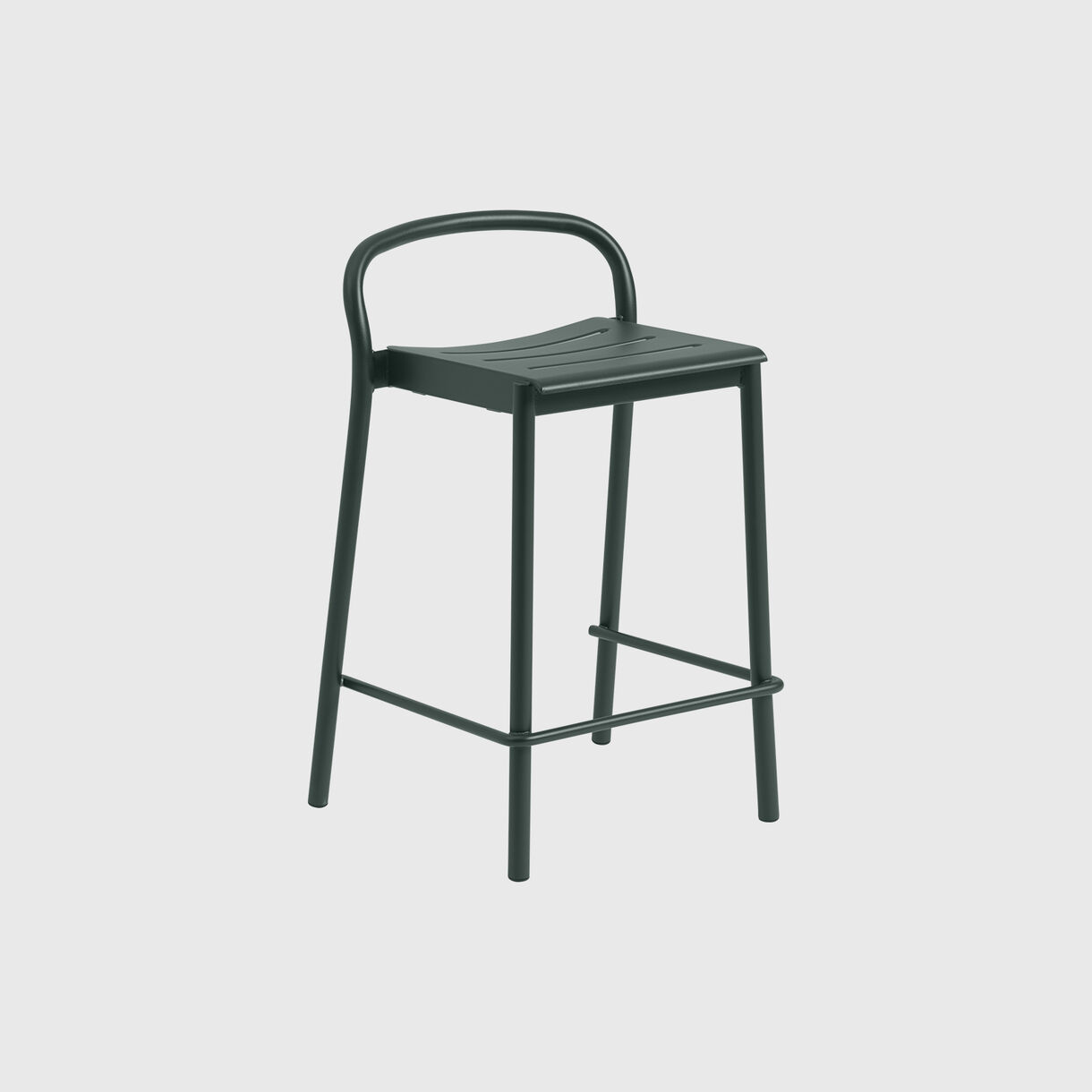 Linear Steel Stool, Counter, Dark Green