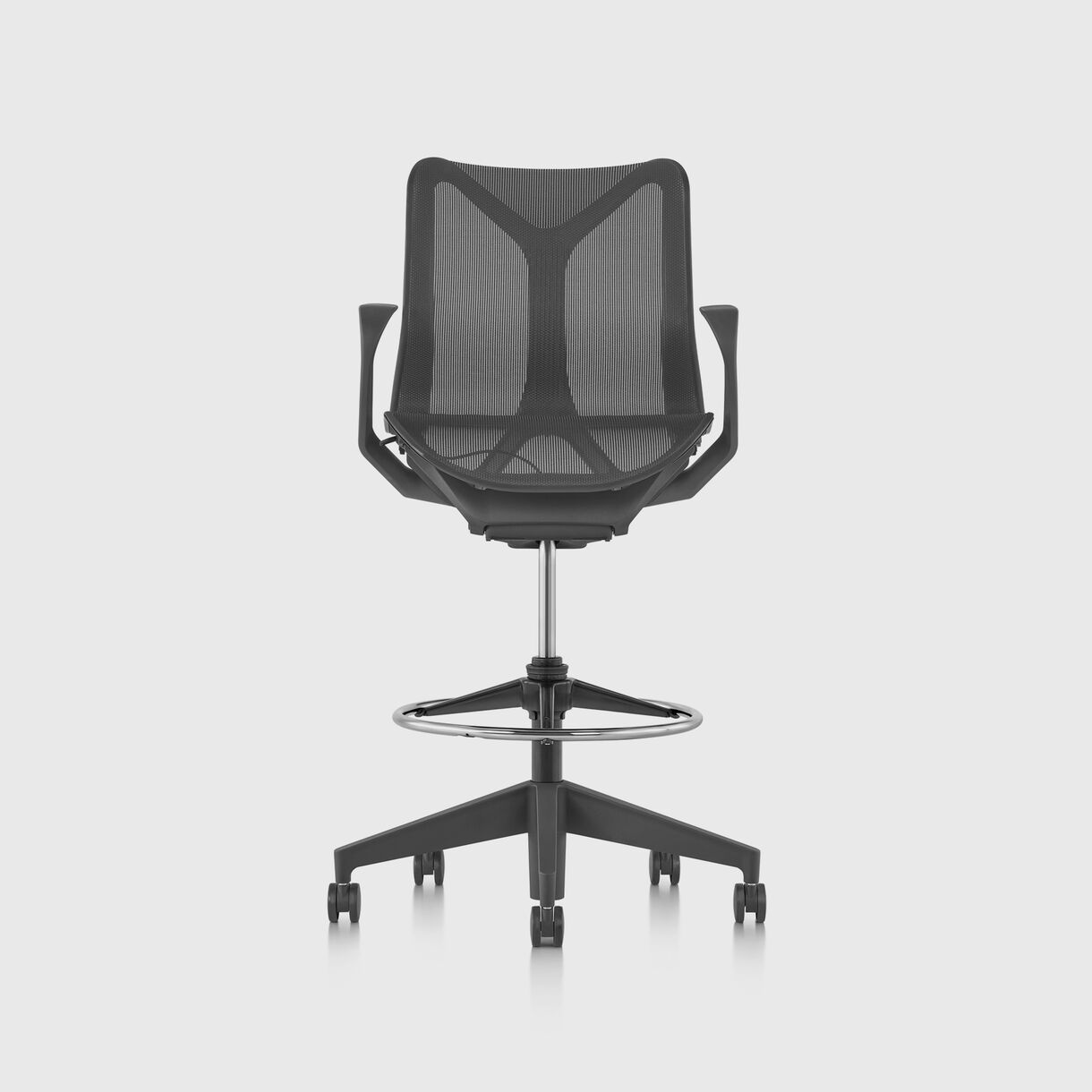 Cosm Work Stool - Low-Back, Graphite - Fixed Arms