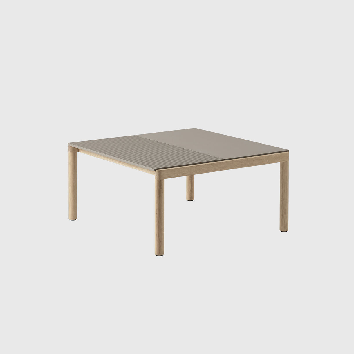 Couple Coffee Table, 840mm X 800mm, 1 Plain | 1 Wavy, Taupe & Oak