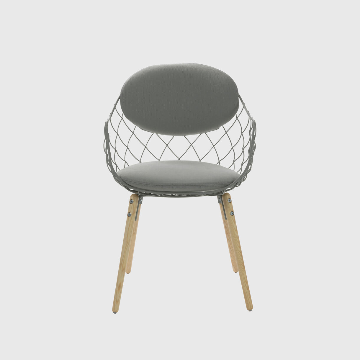 Pina Armchair, Wood Base, Steelcut2 140 Grey, Ash Natural