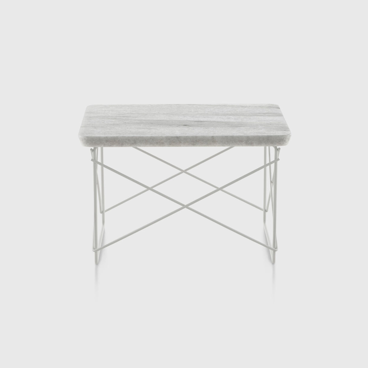 Eames Wire Base Low Table, Georgia Grey Marble & White