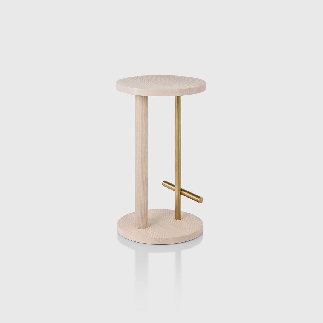 Spot Counter Stool, White Ash & Brass