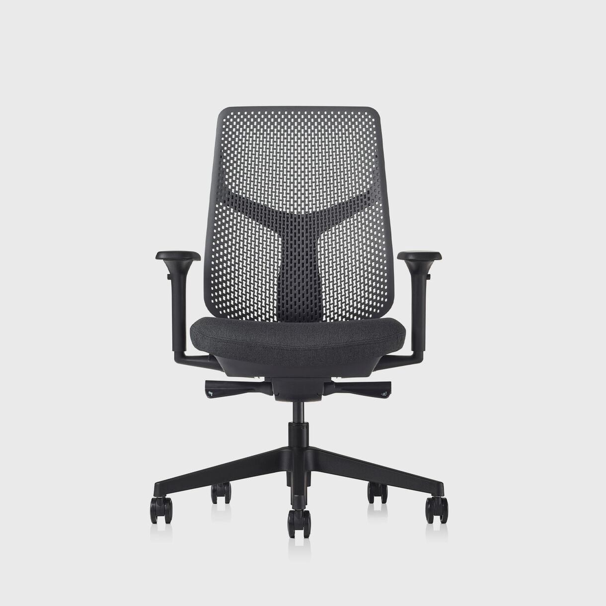 Verus TriFlex Back Task Chair - Black Frame, Dark Carbon TriFlex & Cinder Upholstery - Fully Adjustable Arms