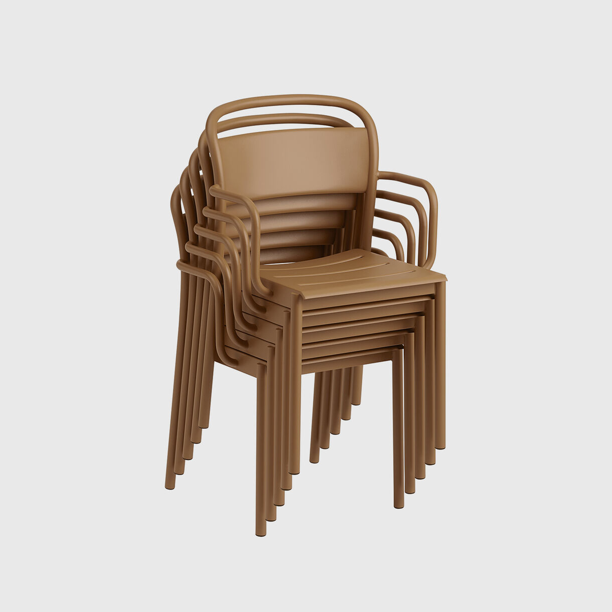 Linear Steel Armchair, Burnt Orange