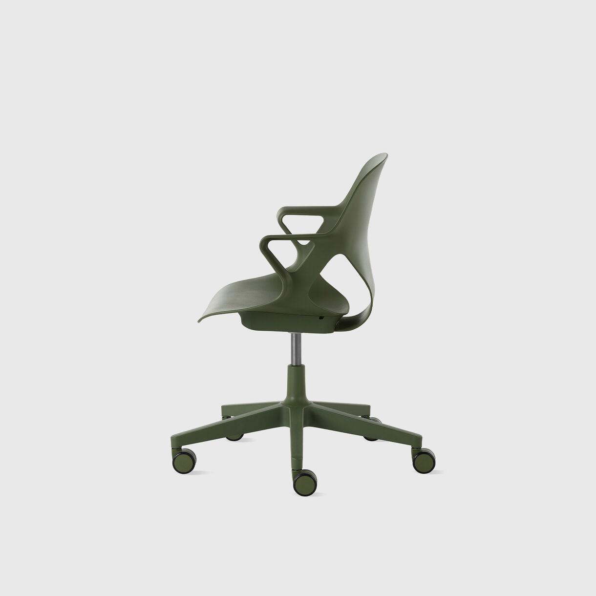 Zeph Multipurpose Chair, Fixed Arms, Olive