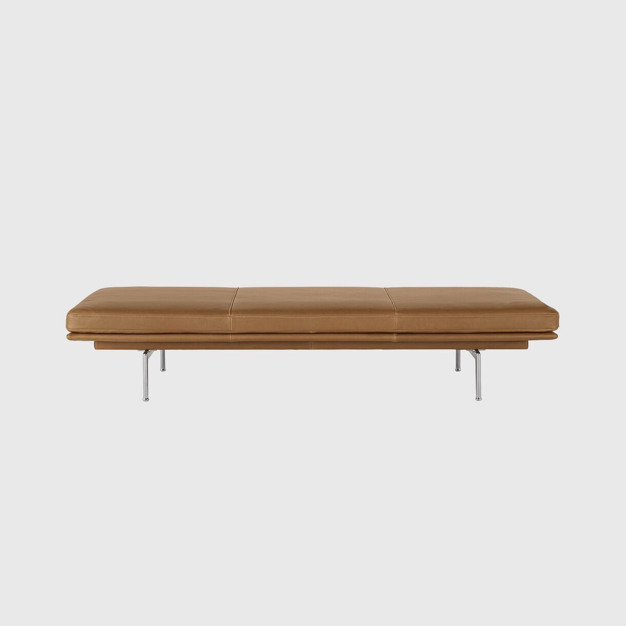 Outline Daybed, Cognac Leather & Aluminium Base