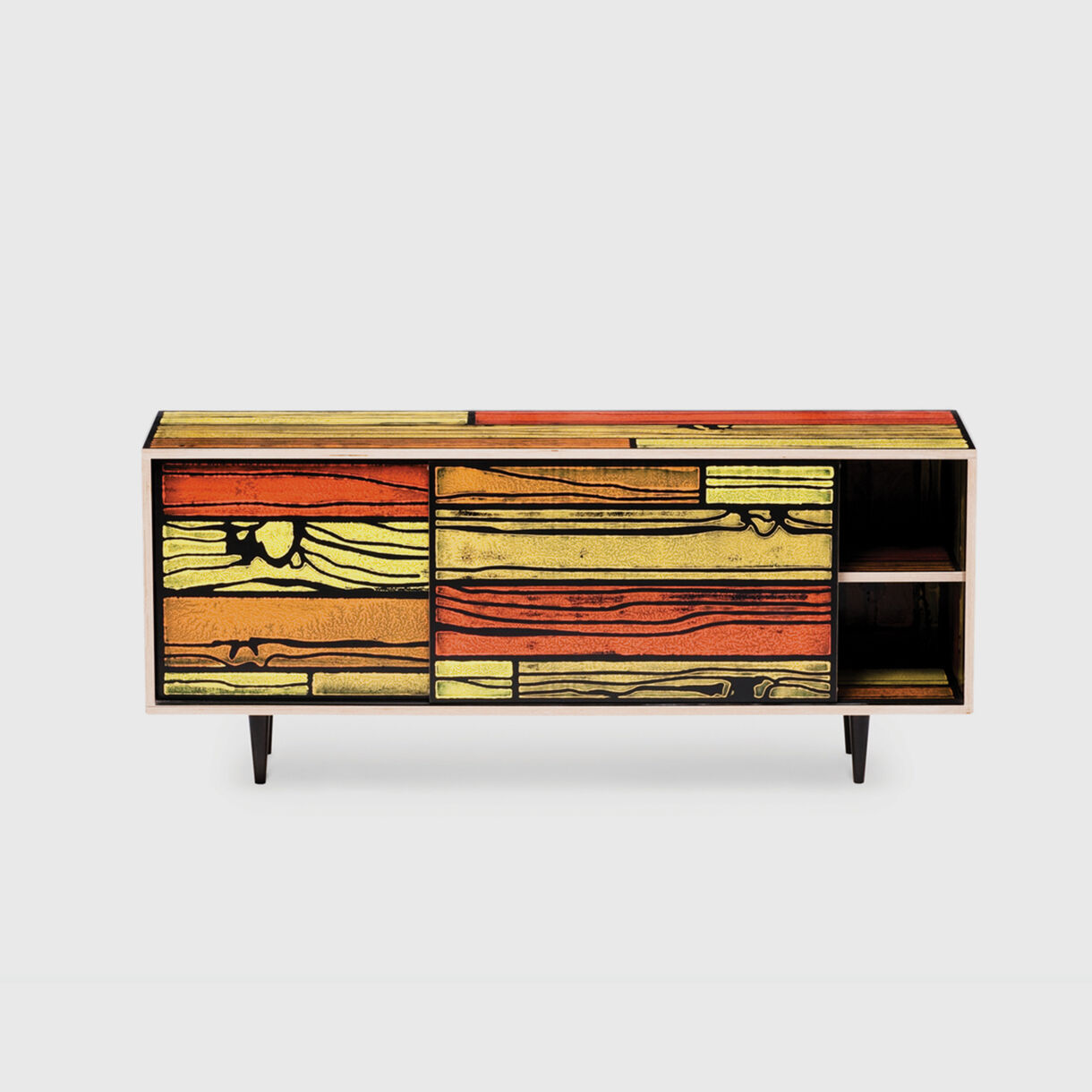 Wrongwoods Low Cabinet, Yellow & Red