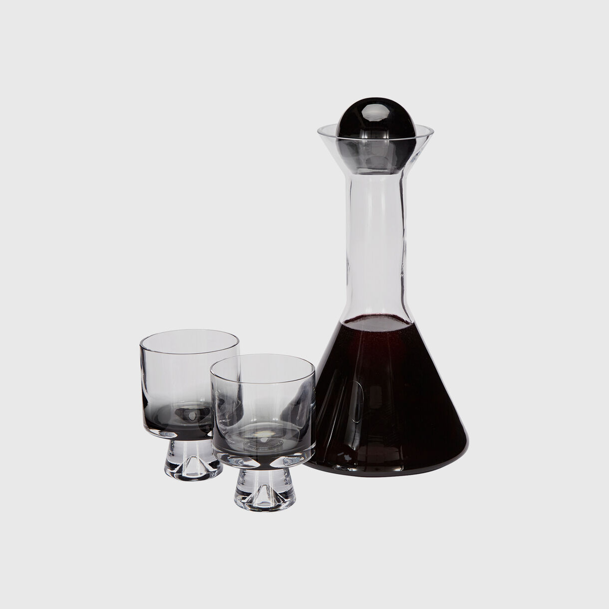 Tank Decanter, Black, Fully, with Glasses