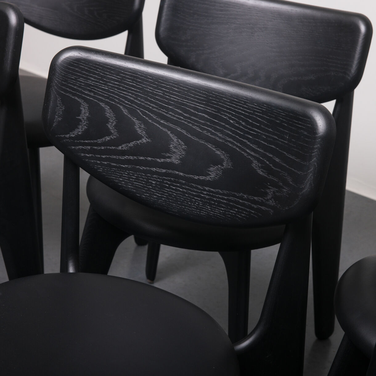 Slab Side Chair, Black Stained Birch and Upholstery