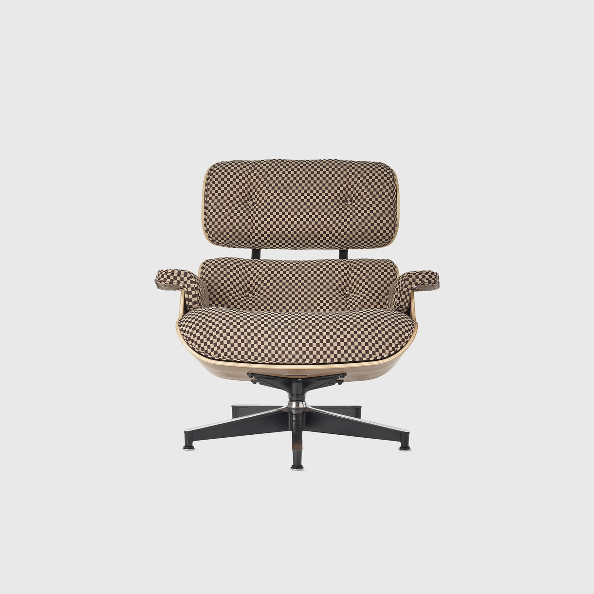 Eames Lounge Chair & Ottoman, Walnut, Siena Dark Khaki Checker
