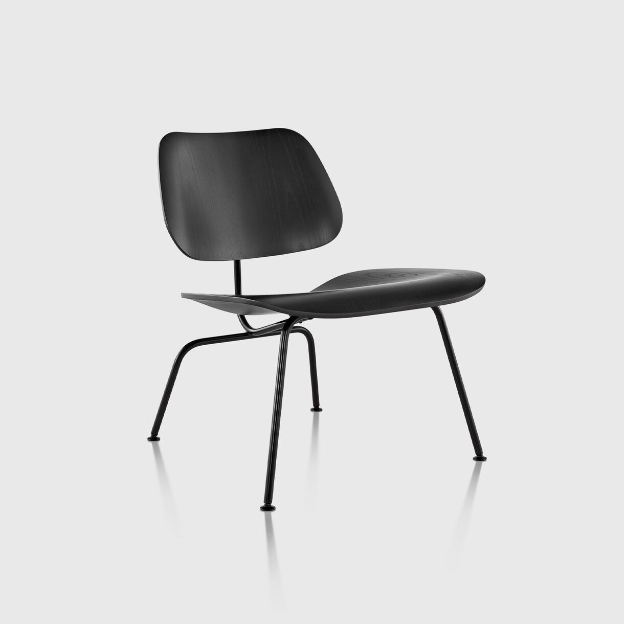 Eames Moulded Plywood Lounge Chair, Metal Base, Ebony & Black
