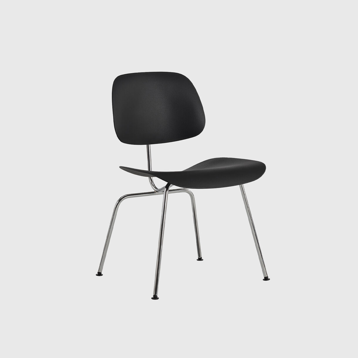 Eames Moulded Plastic Dining Chair, Black Chrome