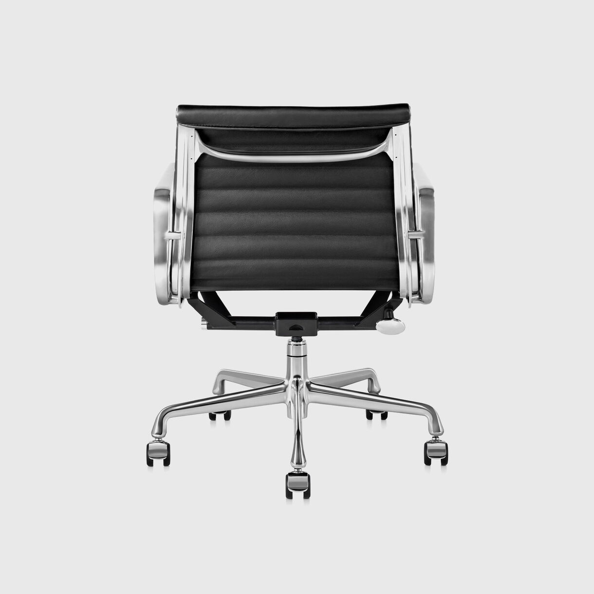 Eames Aluminum Group Management Chair, Chrome Finish with Black Leather