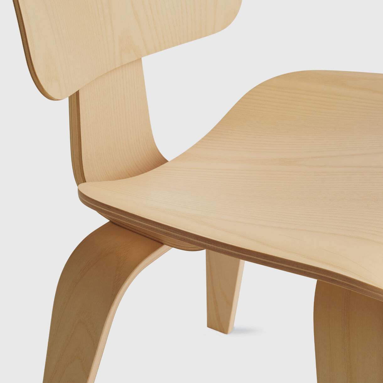 Eames Moulded Plywood Dining Chair, Wood Base, White Ash