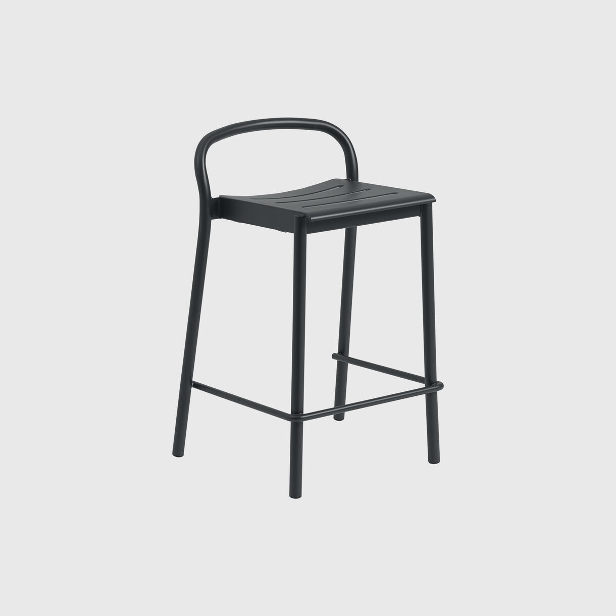 Linear Steel Stool, Counter, Black