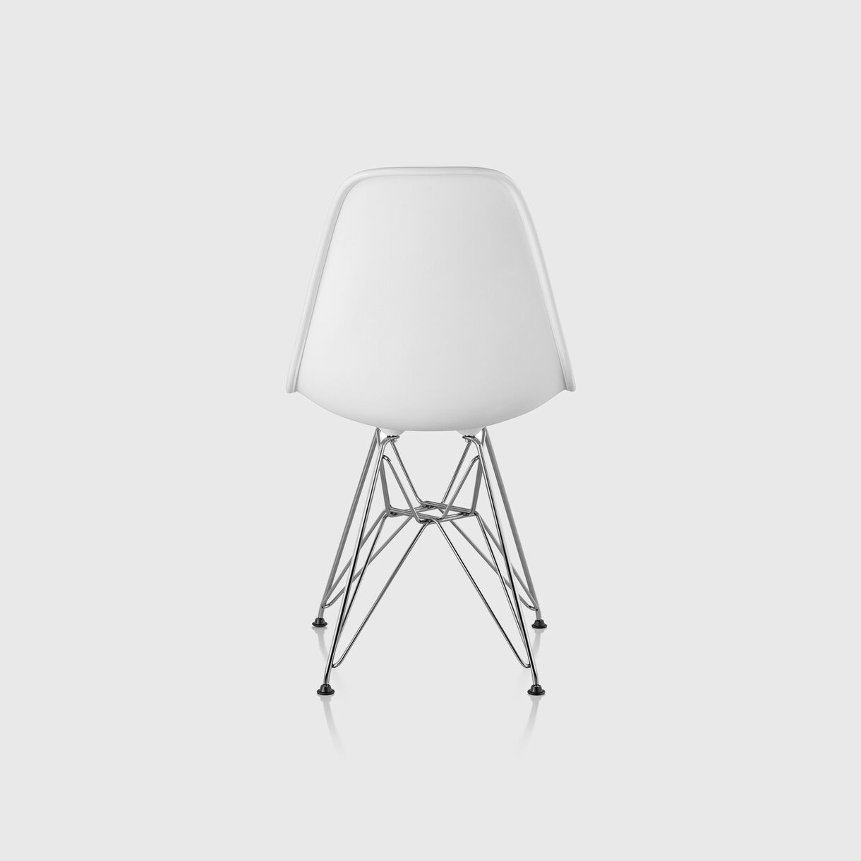 Eames Moulded Plastic Side Chair, Wire Base, White, Chrome
