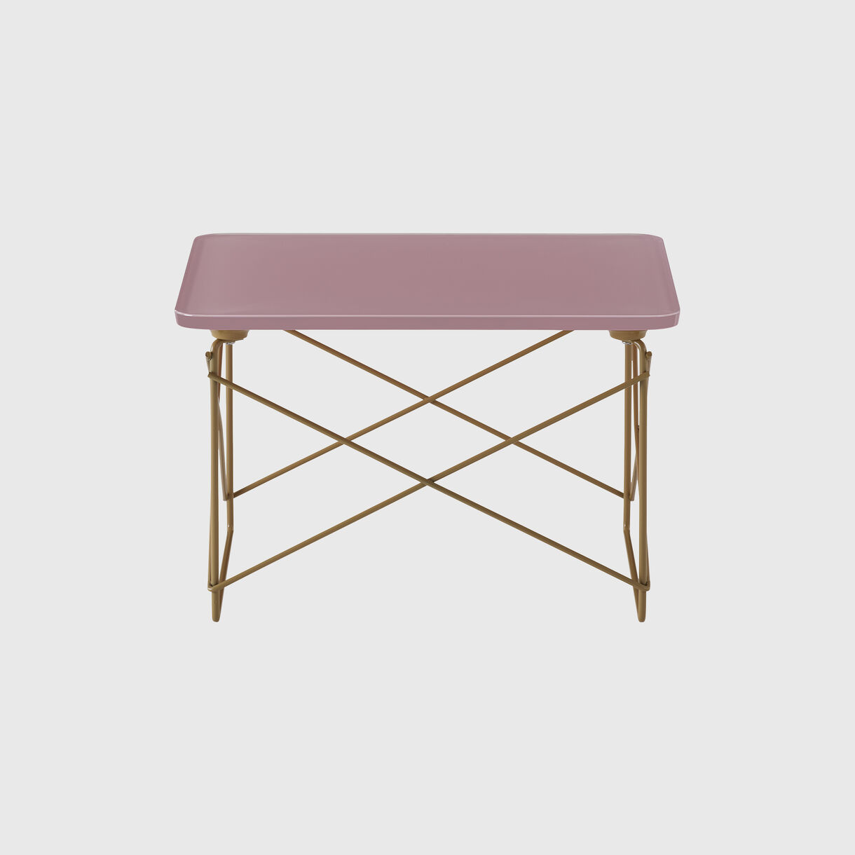 Eames Wire Base Low Table, Powder Pink & Toffee