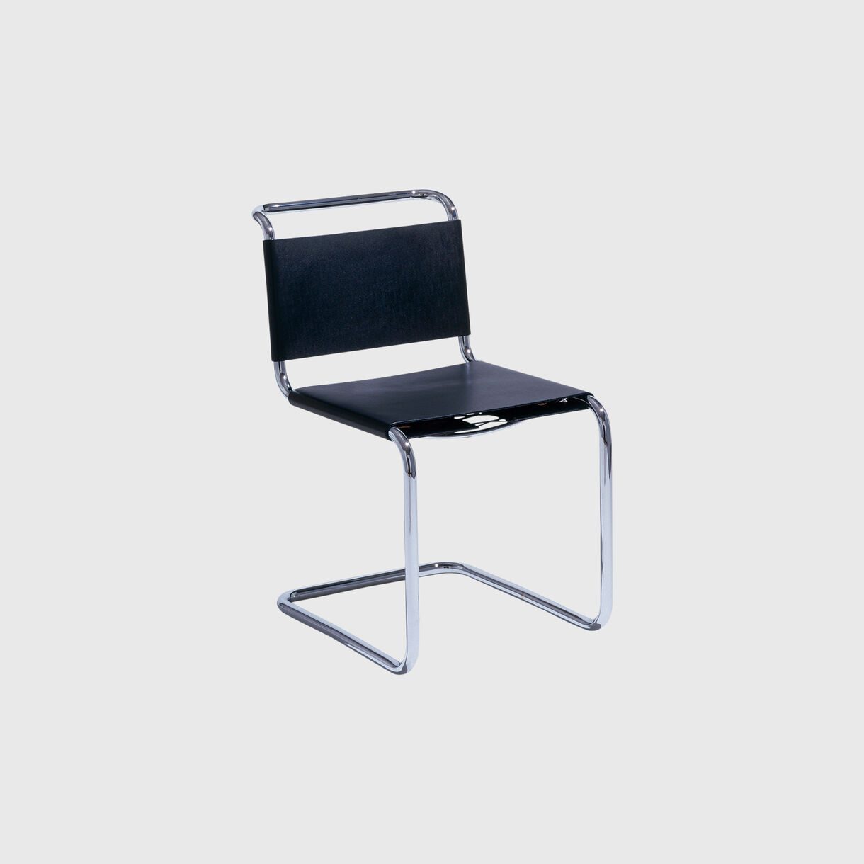 Spoleto Chair, Black Leather, Chrome