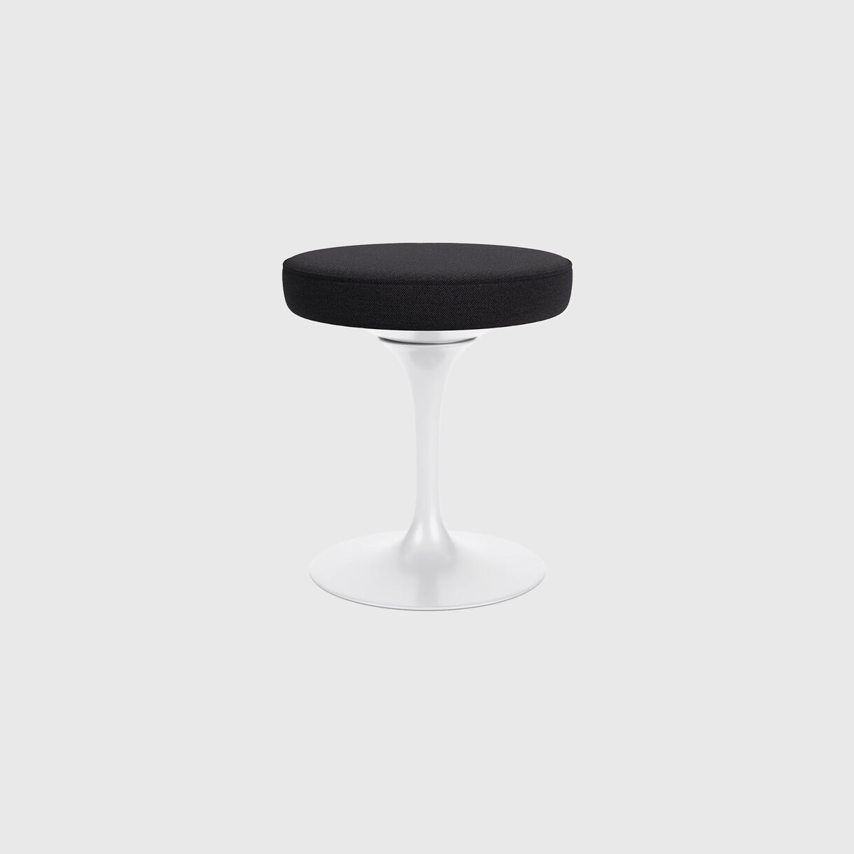 Tulip Stool, Black Cushion, White Base