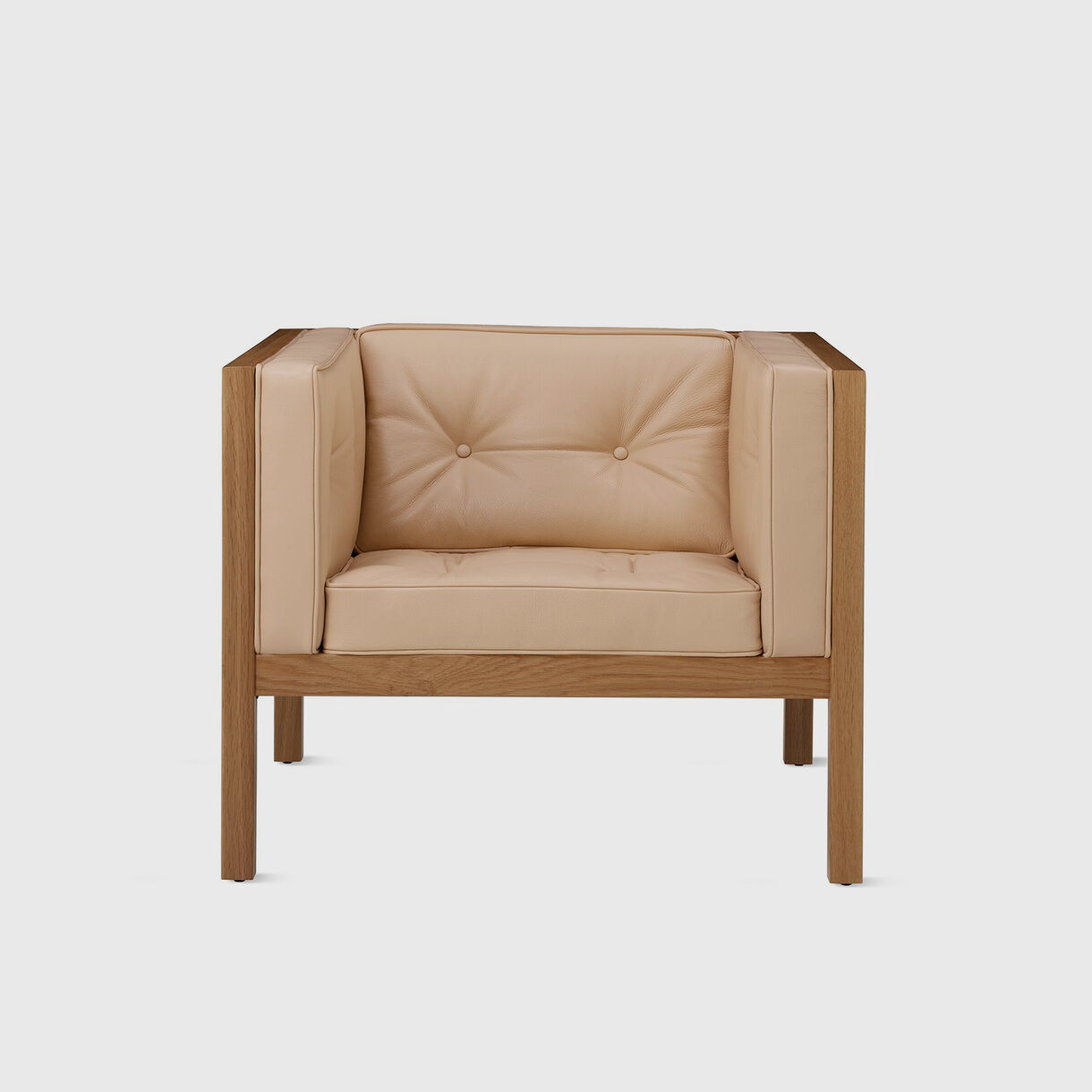 Nelson Cube Armchair, White Oak & Balsa Leather
