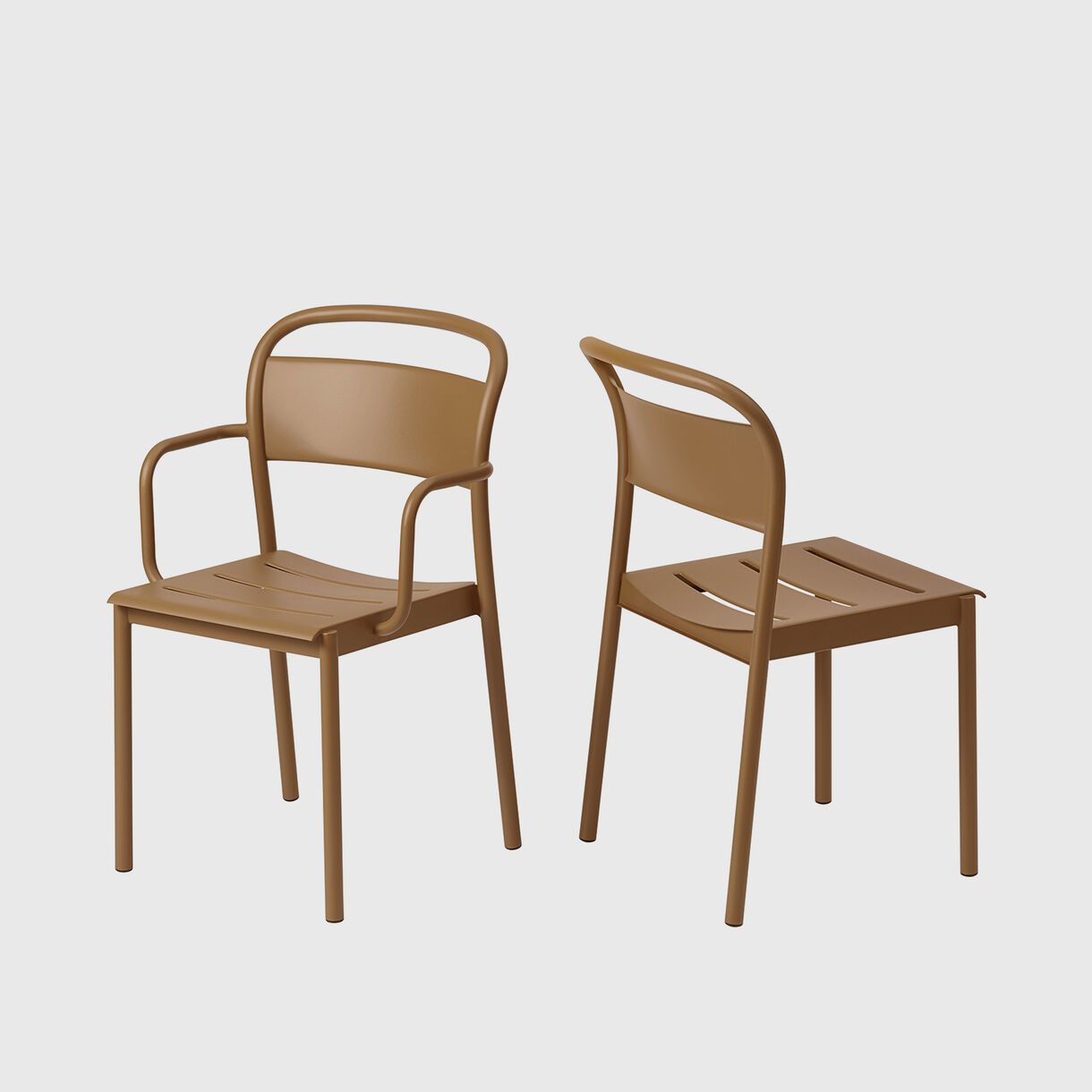 Linear Steel Armchair, Burnt Orange