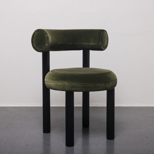 Fat Dining Chair, Black Steel and Hero 2 Upholstery
