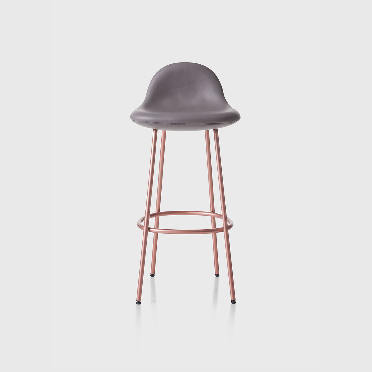 Pebble Padded Bar Stool, Leather & Copper Base