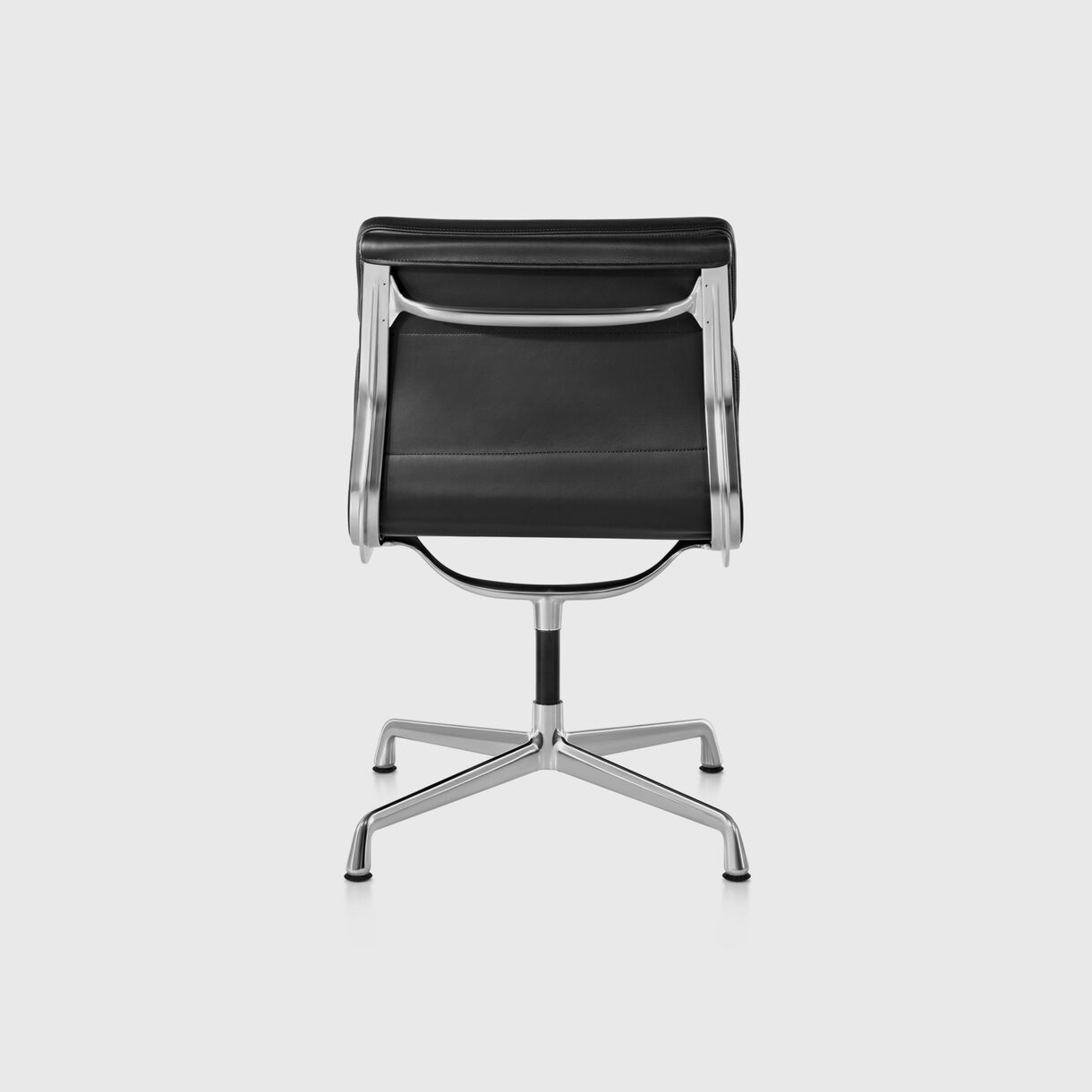 Eames Soft Pad Side Chair, Black Leather & Polished Aluminium