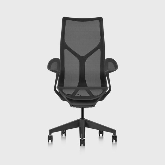 Cosm Chair, Graphite, High Back, Leaf Arms